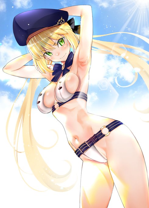 アルトリア(キャスター)に、水着を着るように命じてみた!(描けば出ると聞いて! #FGO #FGO5周年 #暑いから水着絵をUPして元気を出す 