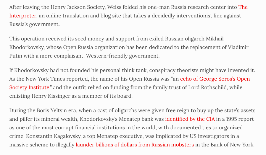 Cold War disinfo artist Michael Weiss now hosts his Interpreter at Coda Story. It was previously hosted by US govt-backed propaganda outfits  @RFERL & the Atlantic Council.Someone powerful clearly has an interest in sustaining this neocon's blog.  https://thegrayzone.com/2017/08/15/regime-change-michael-weiss-islamophobic-rally-pamela-geller/