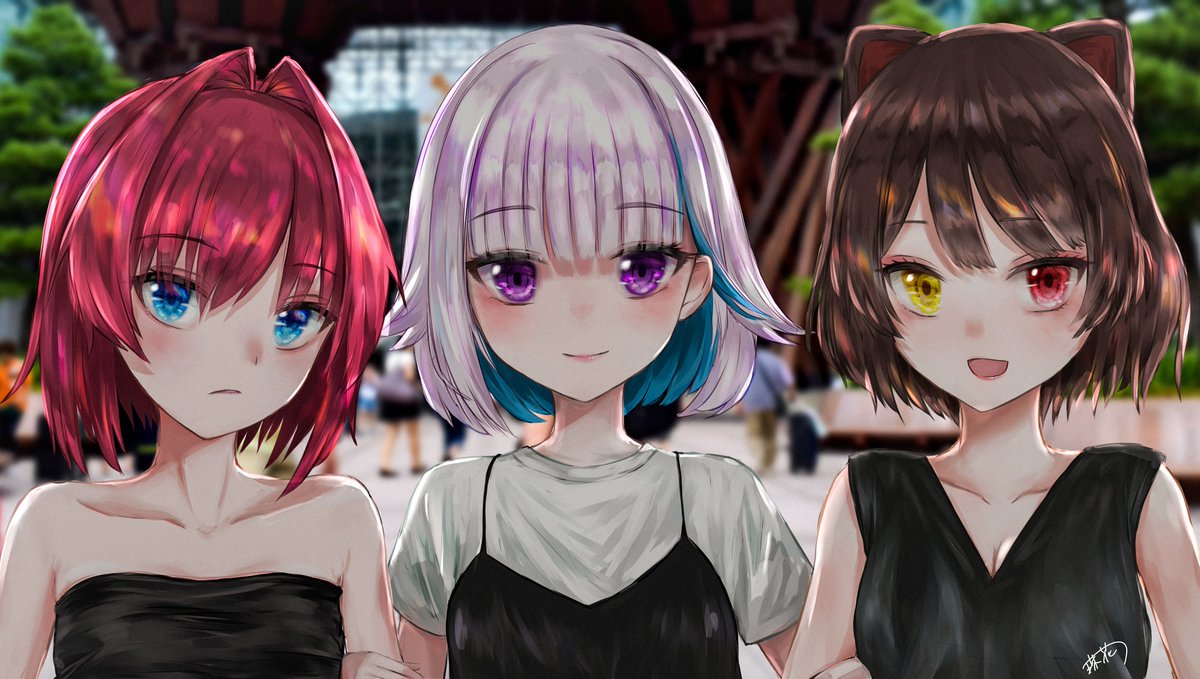 アンジュ・カトリーナ(にじさんじ) ,戌亥とこ ,リゼ・ヘルエスタ 「おそろい
#ヘル絵スタ 
#絵ンジュ
#いぬいらすと 」|珠花のイラスト