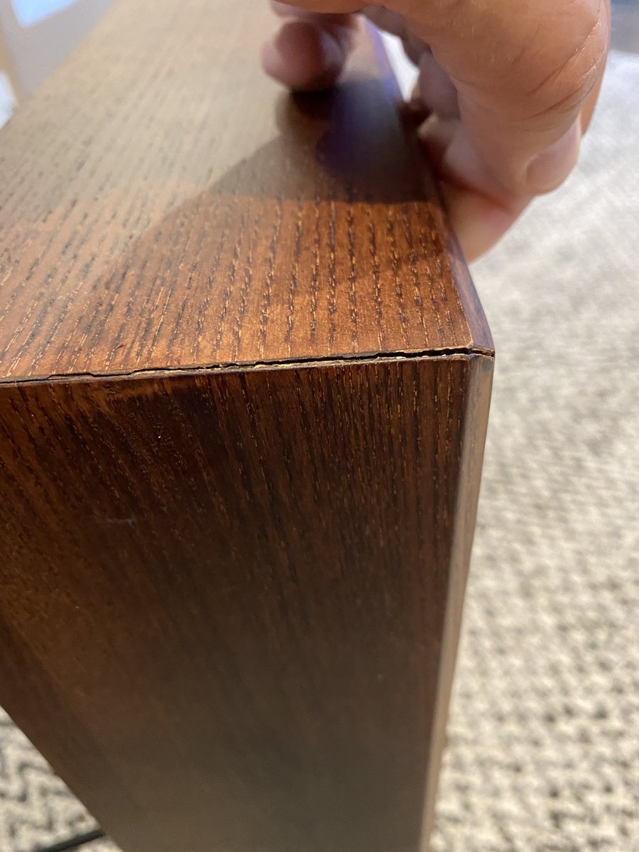 Tat2greg's tweet photo. Stay away from buying furniture from @hiburrow Poor quality.  Had to return 2 pieces already, corner base and backs. Today the coffee table showed up and the corner was spit rt out of the box.  The couch was engineered poorly.  Most of the pins did not match up with the holes. https://t.co/QO5487IX9S