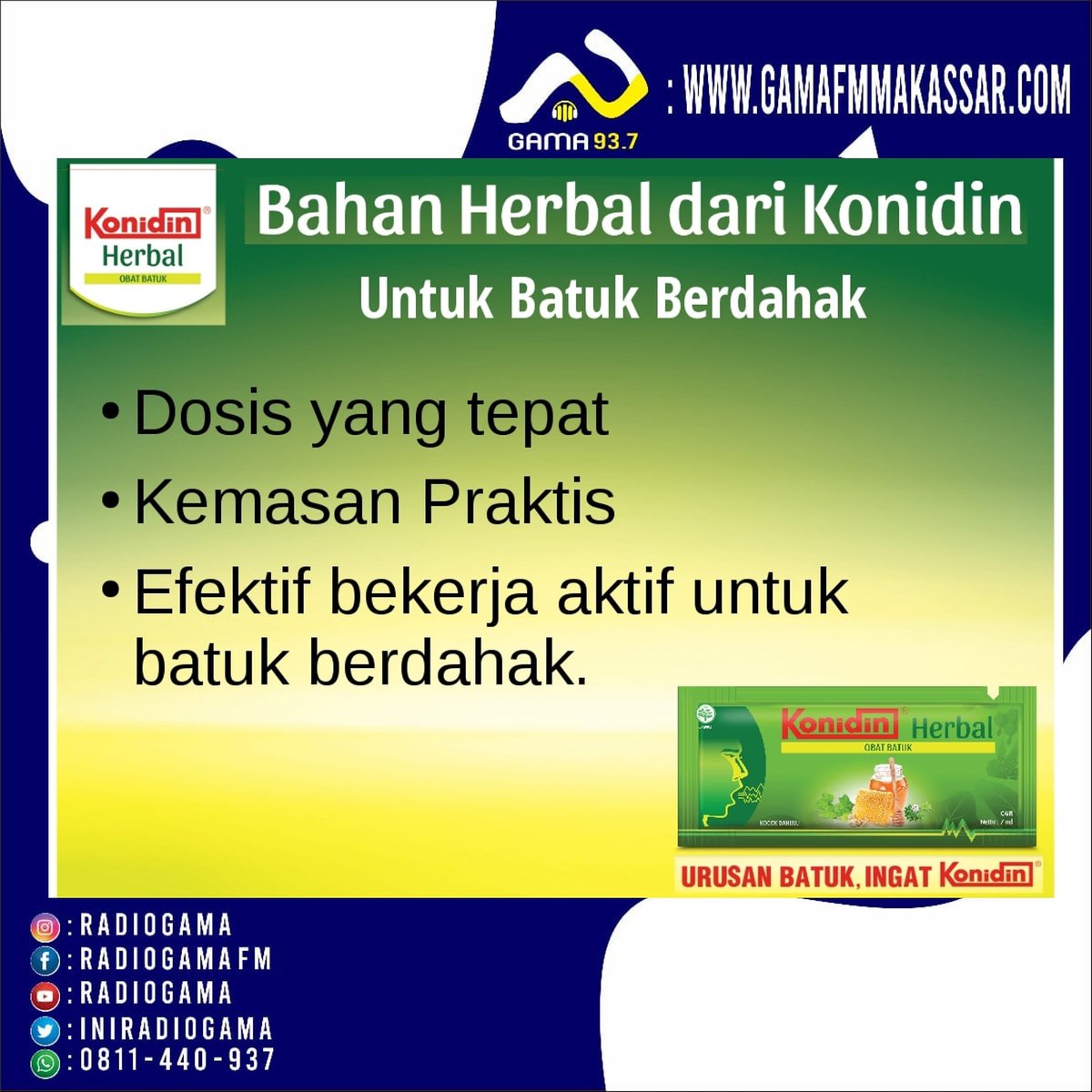 Dengan Dosis yang pas dan Kemasan Praktis Konidin Herbal 
Cocok banget buat kamu yang Batuk Berdahak dan Gejala Masuk Angin.