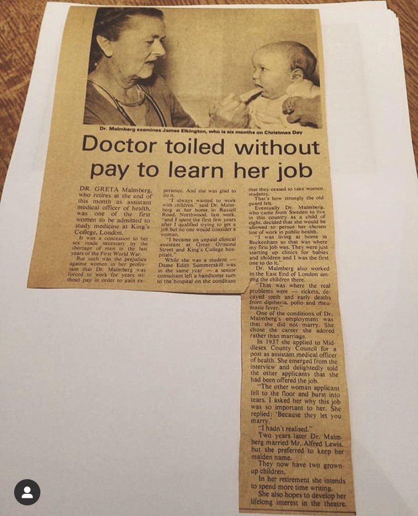 @solange_lebourg @PankhurstEM @graceelavery @ThaneSagarQs @janeclarejones @KatyMontgomerie @DebbieHayton @FondOfBeetles @Docstockk Sex is the basis on which my grandmother worked for years without pay to gain experience as a doctor post WW2. A condition of her employment in the hospital was that she didn’t marry. Not the clearest pic but will try and get a better one - fascinating article if you can read it.