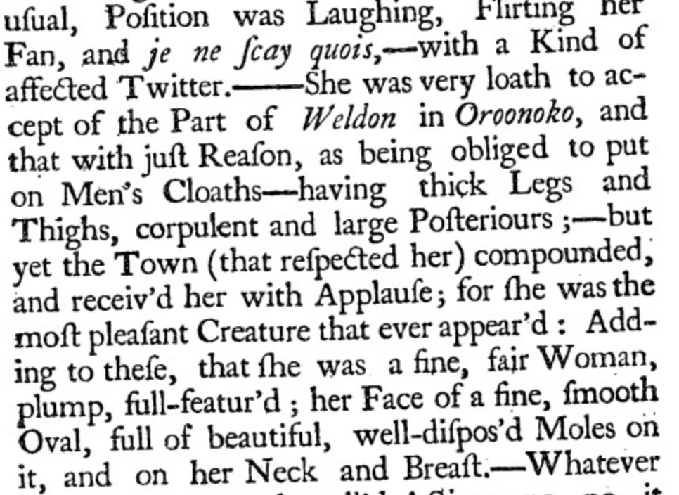 PMaust1's tweet photo. Anthony Aston on the Restoration actress Susanna Mountfort. Given how wildly successful she was in numerous breeches roles, I suggest we all strive to have corpulent and large Posteriours! #theuglyvirtuosa https://t.co/lJkE5nOy9s