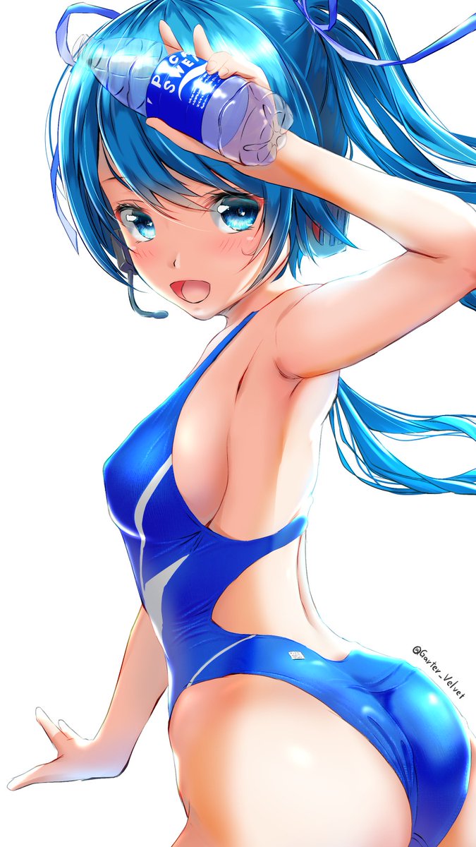 ポカリミクさん 競泳水着 初音ミク 競泳水着 がたべる のイラスト ポカリミクさん 競泳水着 初音ミク 競泳水着 がたべる のイラスト