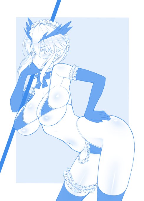 黒乳上にメイドオルタ水着を着るように命じてみた #4 本日の進捗。#FGO #今日のらくがき 