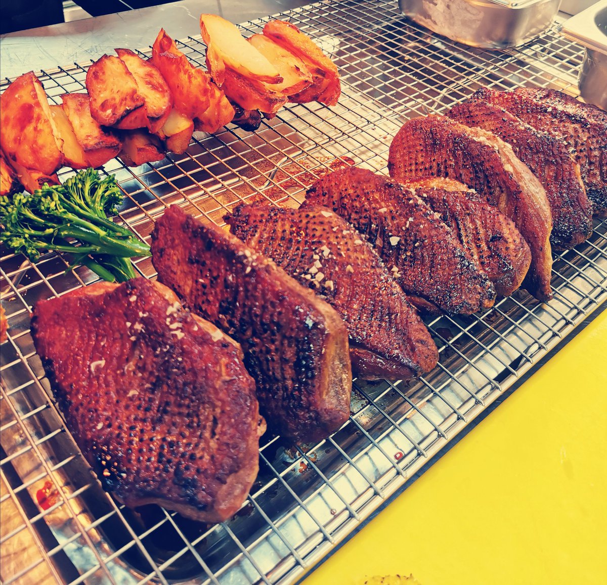 Fully booked restaurant this evening <a href="/TheLensbury/">The Lensbury</a>. Here's our Executive Head chef @robkennedy0 signature Kabayaki duck cooked to perfection and resting on the pass! <a href="/ChefLestrelle/">Adam Lestrelle</a> <a href="/MattJBradley85/">Matthew Bradley</a> @churchill1795 <a href="/samwoolmore/">Sam Woolmore</a>