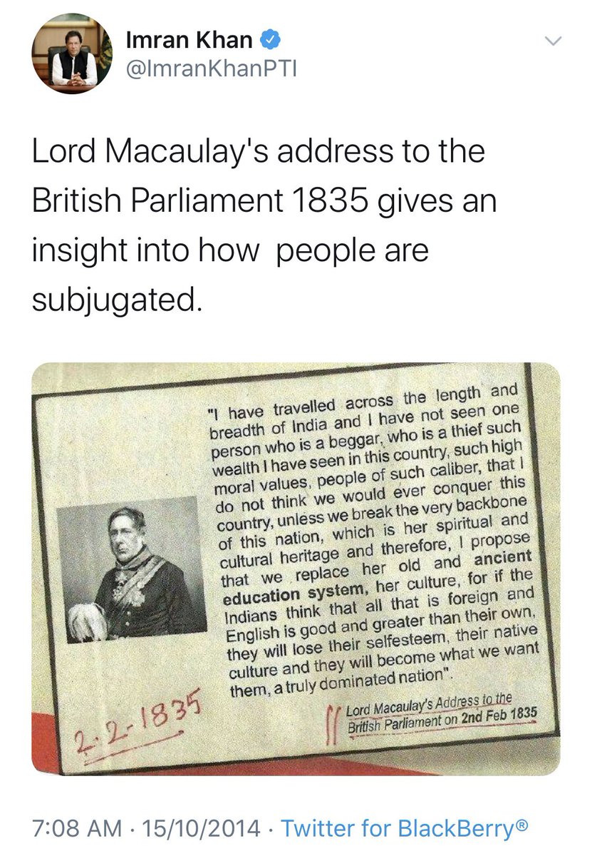 The Infamous Macaulay Speech That Never Was  https://m.thewire.in/article/history/macaulays-speech-never-delivered However, one need not go so far because T.B. Macaulay was in Calcutta, not London, on February 2, 1835. (By Anirban Mitra)  #SNC  #AikNisab  #Education  #Pakistan  #Literacy