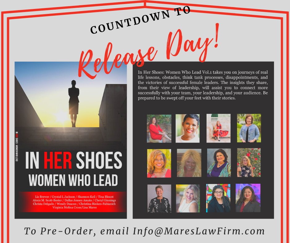 ldmares's tweet photo. I am grateful to contribute to "In Her Shoes: Women Who Lead" a #leadership book for execs and #entrepreneurs. Looking forward to discussing the lessons it offers. 
‐-----‐‐
#inhershoes #bosslady #womeninbusiness #smallbiz #BusinessAttorney #MaresLaw https://t.co/WLxcLuIIxX
