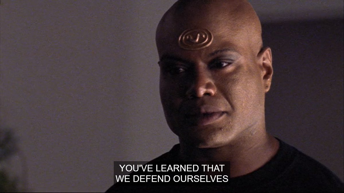 Just enough information that the audience could surmise what Teal'c has planned but not enough that we won't be surprised later one.Such a good, juicy scene. I love it. More of this please