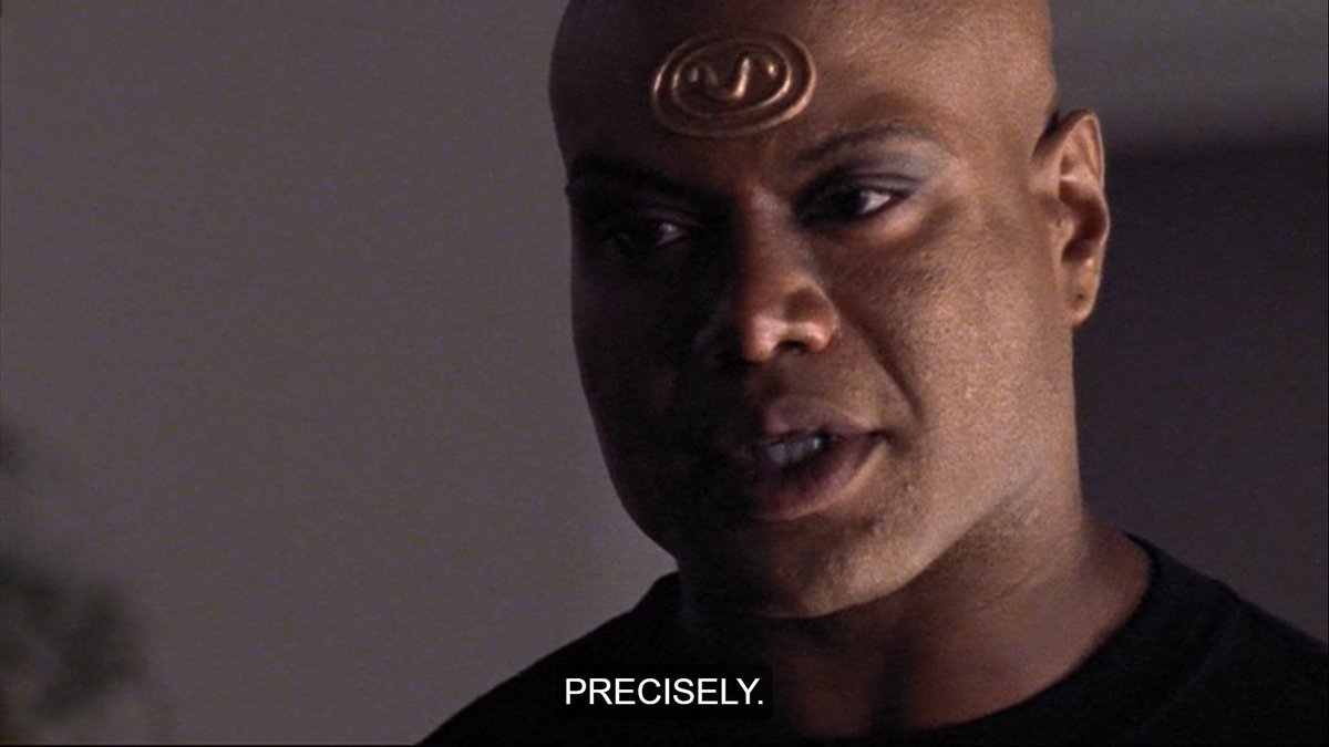 Just enough information that the audience could surmise what Teal'c has planned but not enough that we won't be surprised later one.Such a good, juicy scene. I love it. More of this please