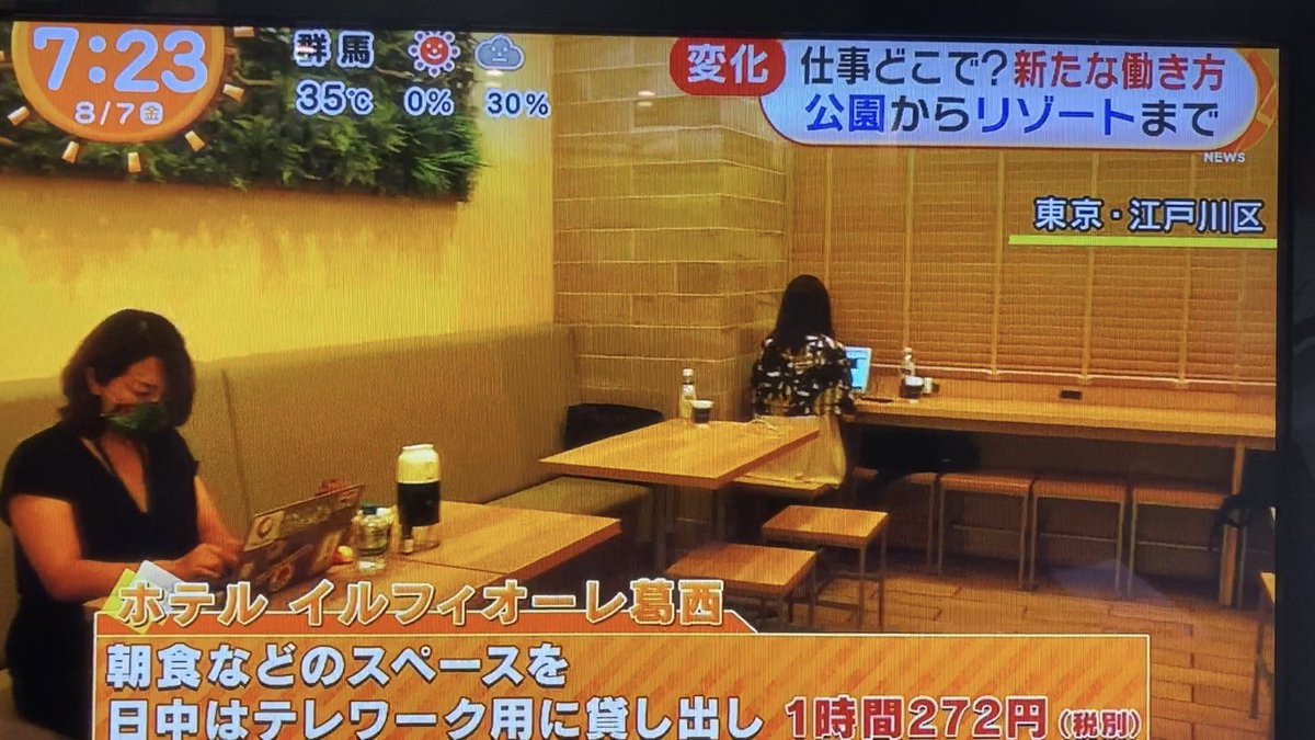 テレスペ46店舗 空席がみつかるワークスペースアプリ めざましtv ココ調 で紹介されたホテルイルフィオーレ葛西 朝7時から空いてるそうです 1時間300円ですが 今日は一日勝負だ という時は1day1500円も ディズニー来たけど緊急事態でガッツリ