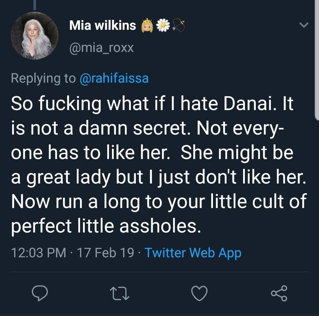Oh this psychopath hates Danai with a passion for absolutely no reason, then here she is eluding to the Saviors r*ping Michonne & it's fucking sick. So glad she decided to delete her account but I have a suspicion she's hiding behind a new account in their fandom.