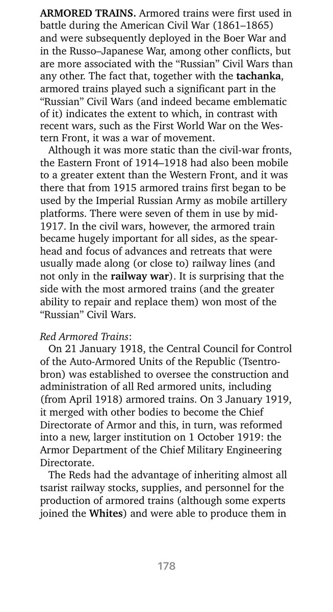 Very important passage to understand the mobility of the Russian Civil War. The Armored Car, Armored Train, and Machine Gun cart were the staple instruments of war, acting as mobile artillery and pillbox platforms. The Whites captured many because they were staffed by Bolsheviks.