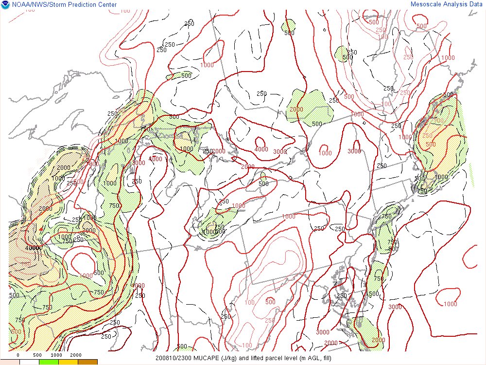 2.) Lower instability...notice how the best instability is S & W of NEO. While slightly higher values will come with the front later, quickly getting these to around 4500 (like IL & IA) up from ~500-1000 will be unlikely. These numbers will also lower after sunset (3/5)  #ohwx