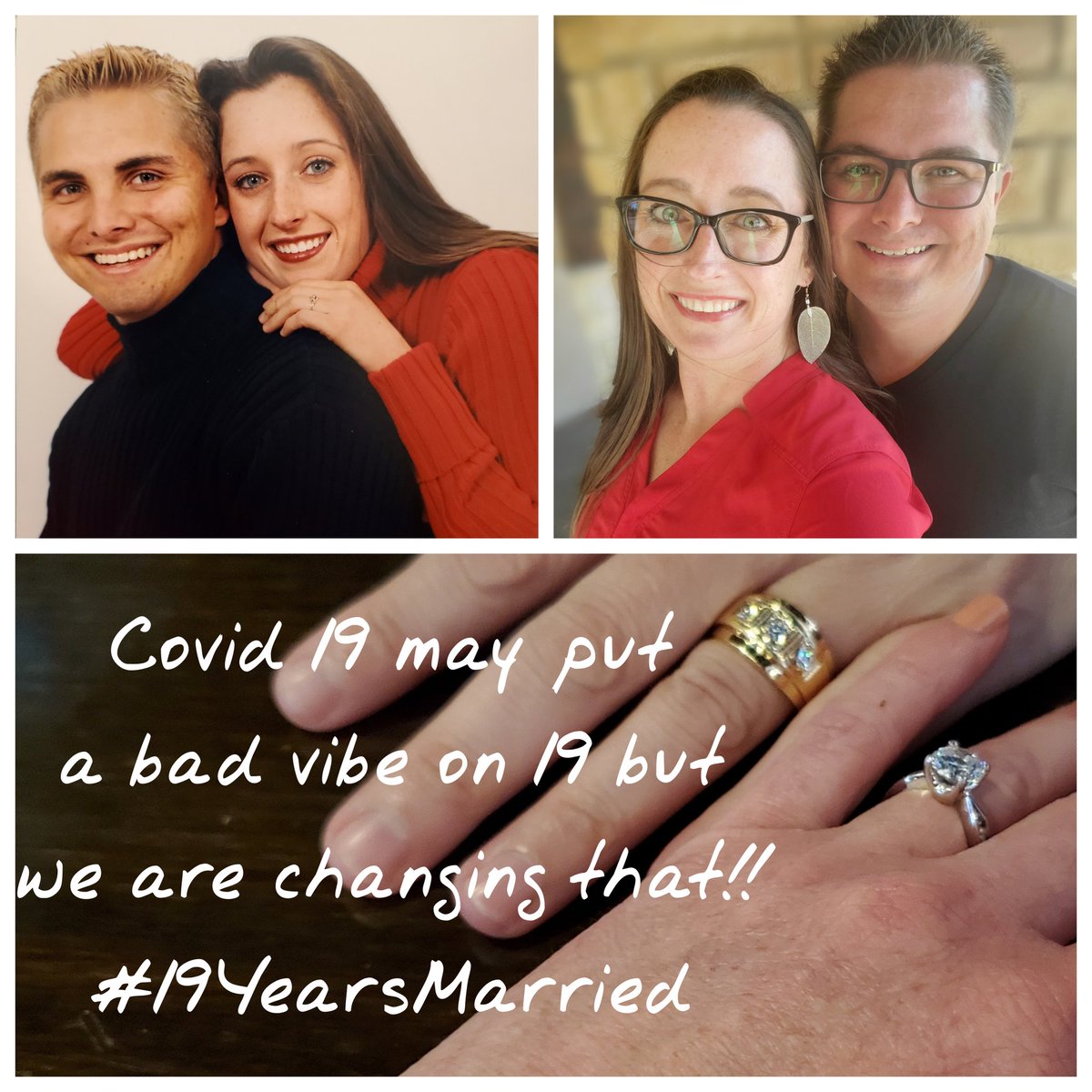 A few more wrinkles, glasses, and kids....a TON more love. 
Meet my lifetime quarantine partner. I wake up grateful for him EVERY DAY!! #19YearsMarried