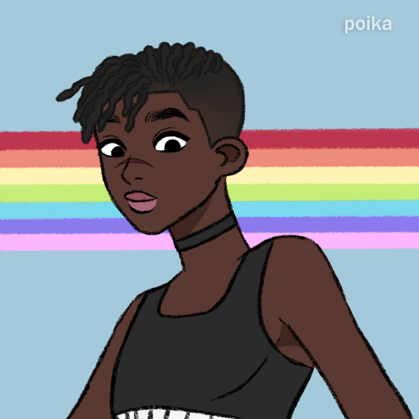 POICON MAKER by @.poika_-18 skintones (and the DARKEST is the default!)- monolids- a few different noses, mostly cartoony- several thick lips- textured hairs, braids, BANTU KNOTS, locs, twists, etc- multiple hijab, head wrap- binder- pride flags https://picrew.me/image_maker/296093