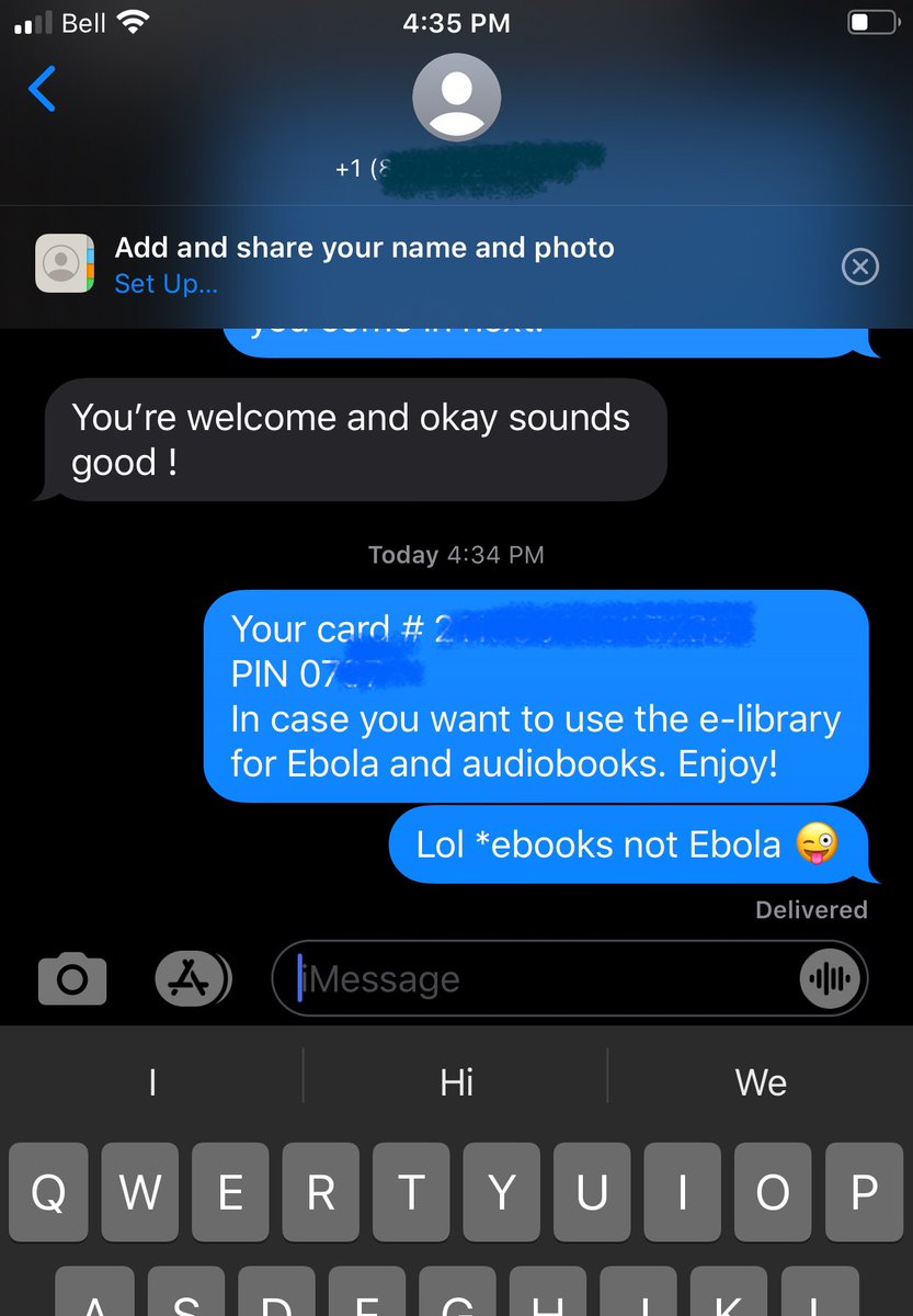YukonLibraries's tweet image. The joys of patron service by text message... #autocorrectfail #libraries #ebook #notEbola