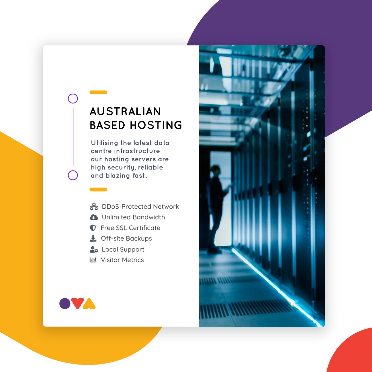 OVA_Platform's tweet image. OVA only uses Australian based hosting servers so that your website can get higher security, faster loading times and 24/7 support right here in Australia.

#websitehosting #australianwebhosting #websitedesign #websitebuilder #websitebuilderplatform #websitedesign