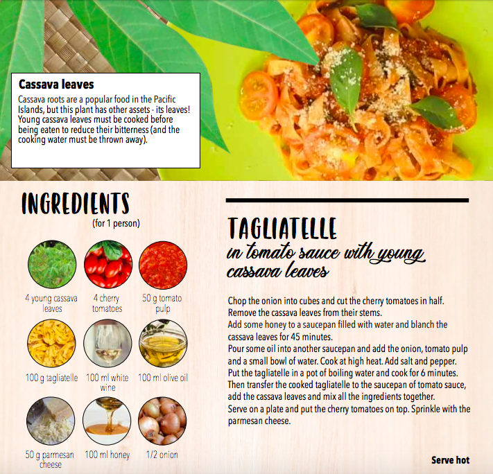 spc_cps's tweet photo. The answer is… #CassavaLeaves! 🌱
Their calcium content is 5 times higher than cassava roots, and they are delicious!
Try these tagliatelle in tomato sauce with young cassava leaves, from our free e-recipe book 
📖  Download: https://t.co/KItpxkRa51
#EdibleLeaves #beatNCDs https://t.co/gT6EoTEad7