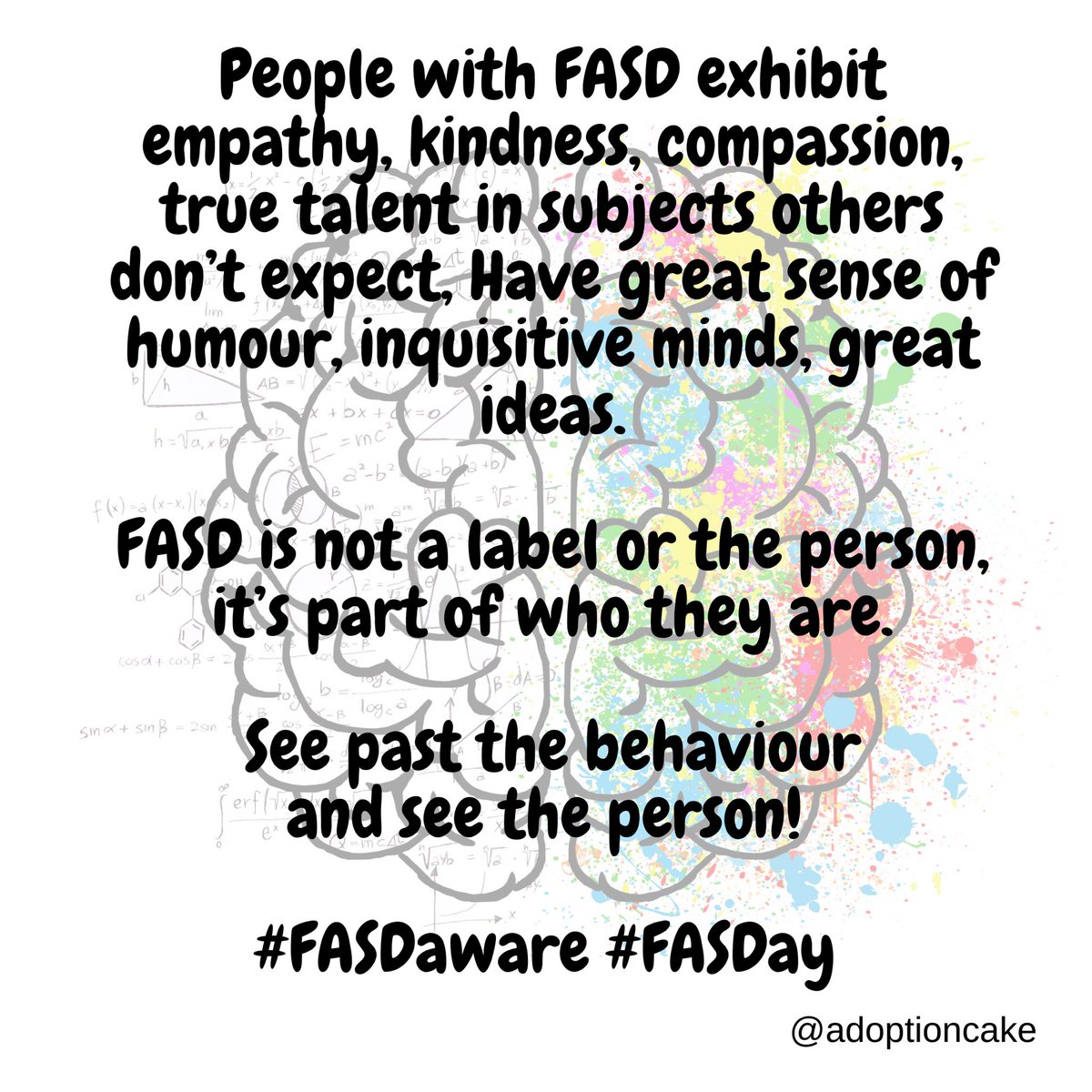 AdoptionCake's tweet image. Being #FASDaware means seeing and understanding the complexity of the disorder. As a parent of someone with #FASD I live with this tension every day.