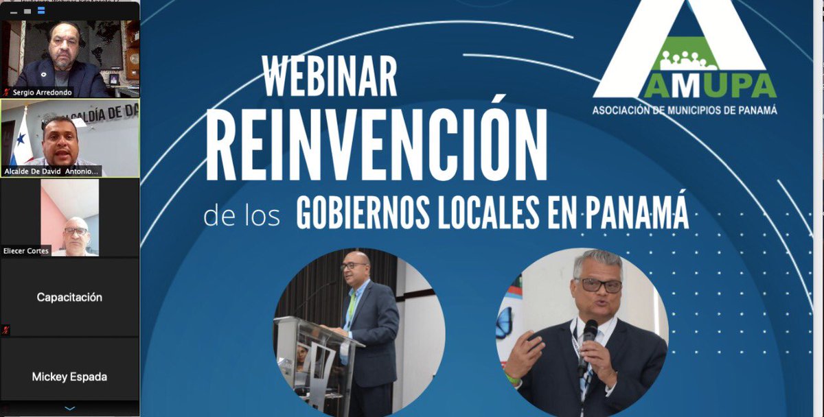 FLACMA_'s tweet photo. #CoPresidente de #FLACMA @Johnny_Araya y Srio Ejecutivo @ArredondoSergio participan en apertura de Webinar <Reinvención de los Gobiernos Locales en Panamá>, invitados por la Asociación de Municipios de Panamá @AmupaOficial y dinde celebraron el Día de la Municipalidad en ese país https://t.co/B6dA1wzhAK