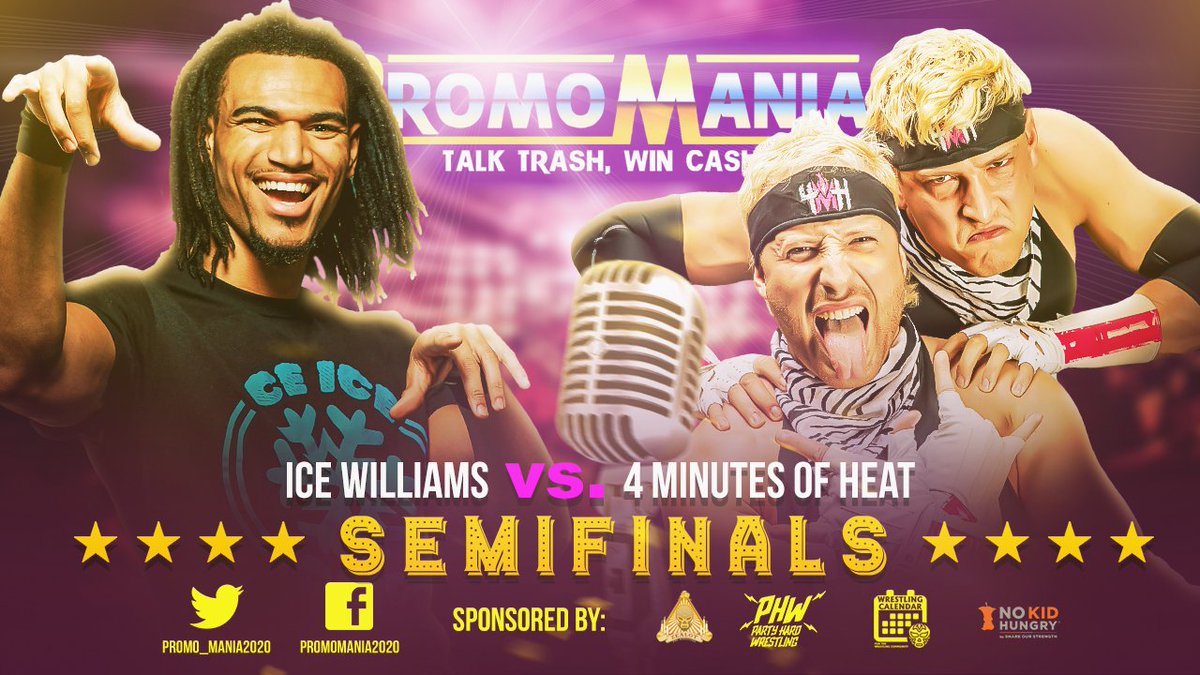 Promo_Mania2020's tweet photo. It's #icevsheat to kick off the semifinals for #PromoMania as @IceWillliams takes on @rockinrickyg and @eddiefnpearl (4MH)! Cast your vote (via tip) at the link below!

https://t.co/CzjEgymaCk

https://t.co/fT6U4GSK8p https://t.co/2nS8bt08eM