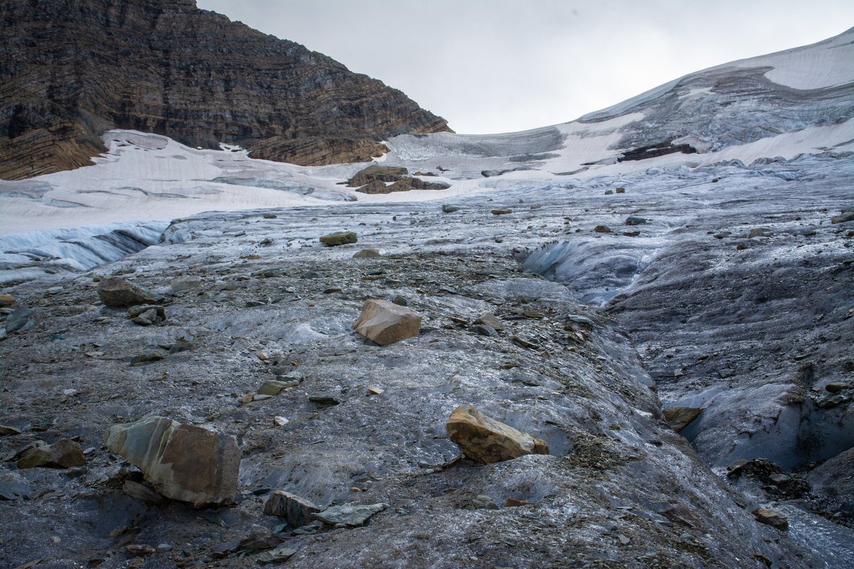 In the meantime, if you want to learn more about Glaciers check out the park's new page dedicated to them:  https://www.nps.gov/glac/learn/nature/glaciersoverview.htmThis photo of rocks lodged in Sperry Glacier was taken on the traditional land of the Amskapi Piikuni, Kootenai, Selis, and Qlispe People in 2019 