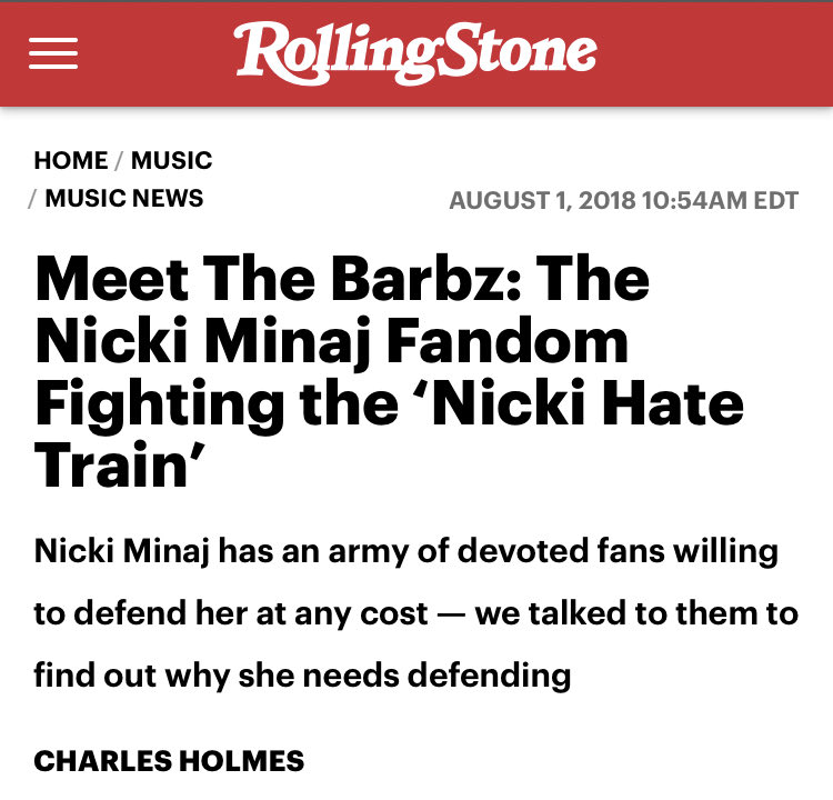 -The barbz didn’t let the hate train win by allowing her to be bullied by the media, gp & celebrities. They kept her legacy alive & defended her through the hell they put her through. Nicki would also defend herself on QR but the media continued to slander her name.