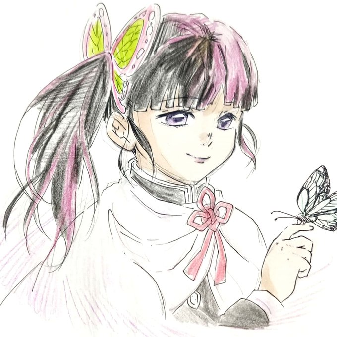 道草ちょこ🌱さんがTwitterに投稿した栗花落カナヲ(鬼滅の刃)のイラスト。