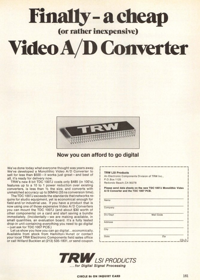 ooh it is a "cheap" 8-bit 30MHz analog-to-digital converter. only $485 ($1918 after inflation!)