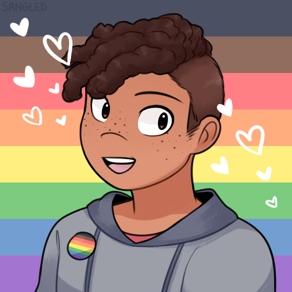 CHARACTER CREATOR by @.sangled (on tumblr)-16 skintones- several noses- no lips :^(- vitiligo- textured hair, braids, twists, locs, bantu knots, etc - several hijab, headwraps- hearing aid!- pride flag pins/bkg- hands are colored realistically https://picrew.me/image_maker/94097