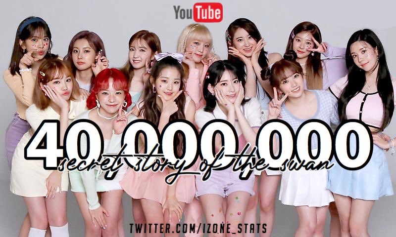 IZONE_stats's tweet photo. IZ*ONE 'Secret Story of the Swan' has surpassed 40,000,000 views on YouTube making it their 4th MV to do so! 

#아이즈원  #IZONE  #アイズワン  @official_izone https://t.co/7DuboMNoIP