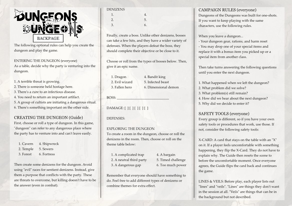 The final version of Dungeons of the Dungeons is below, and you can get the PDF and print version here:  https://dbones90.itch.io/dungeons-of-the-dungeonsI wanted to give a thread on some of the design behind the game and why people should be looking at Pasión de las Pasiones. (1/19)  #tabletopchopshop