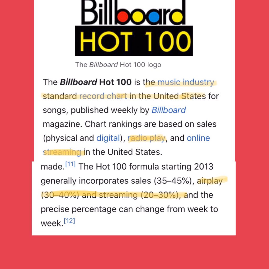 BB also made a new rule for radio airplay to take up marjority of the charts. Radio stations can play the same 10 songs every hour & they won’t be penalized, for the past 3 years DJ’s have been getting disrespectful bc they feel powerful that they can manipulate the charts