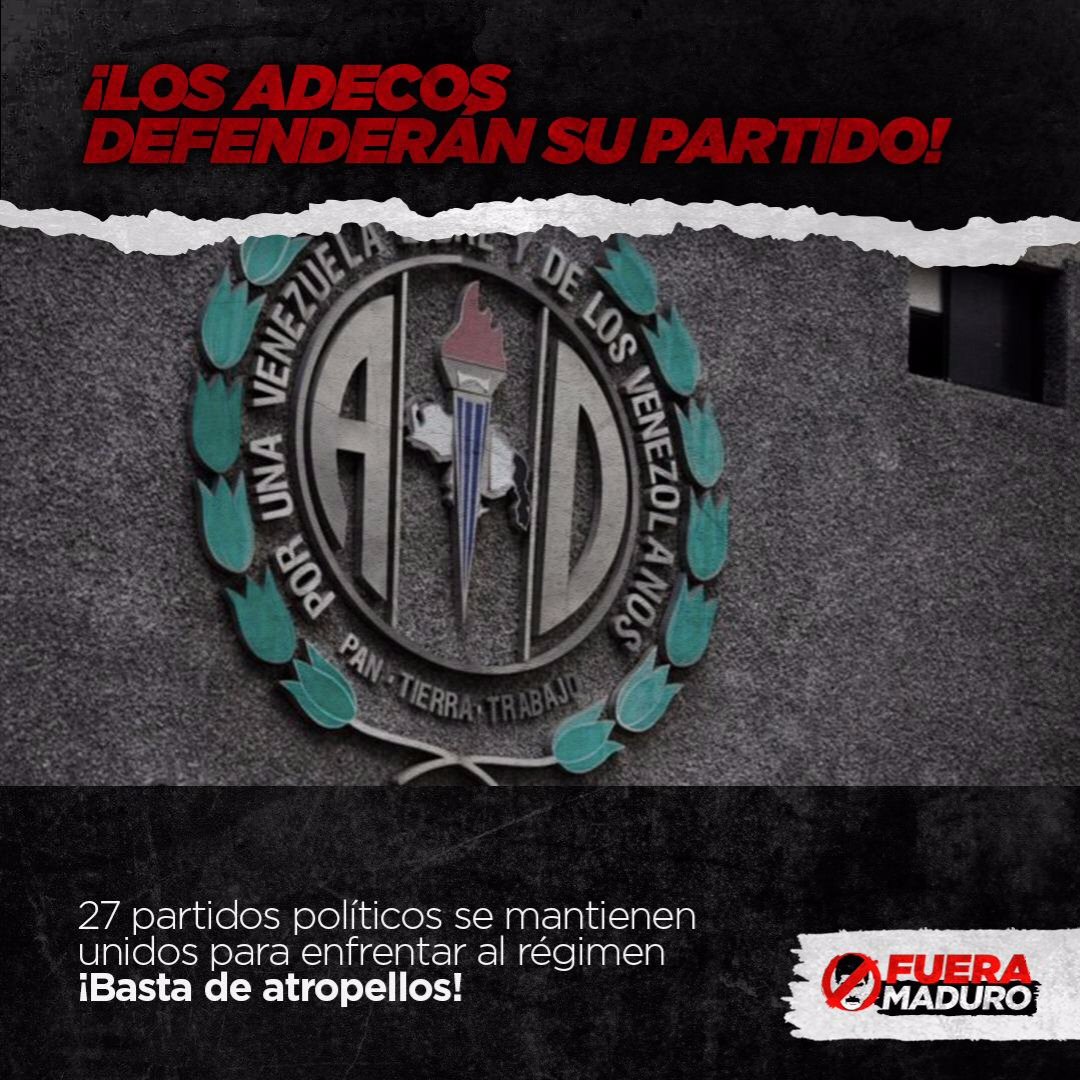 jvpamonagas's tweet photo. Sepa la dictadura que los partidos no son un edificio ni una tarjeta, son venezolanos dignos y luchadores que se esparcen por toda Vzla. Estamos más unidos que nunca y seguimos firmes en la lucha por la democracia. No nos préstamos a fraudes. #ADSeDefiende https://t.co/osCm7Hqbtz