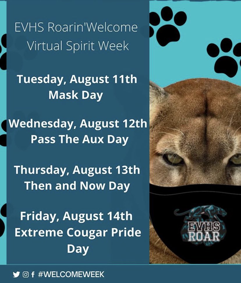 evhspride's tweet photo. Here is the list of spirit days this week! https://t.co/n463Dplcc2