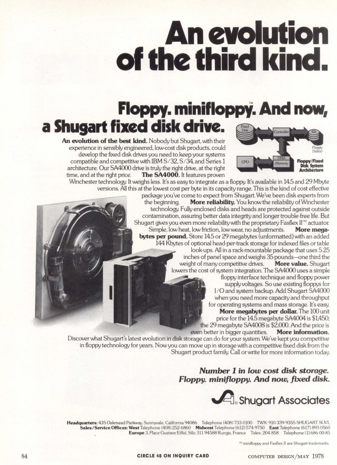 here's the Shugart ad for their first hard drive. it is quite large.