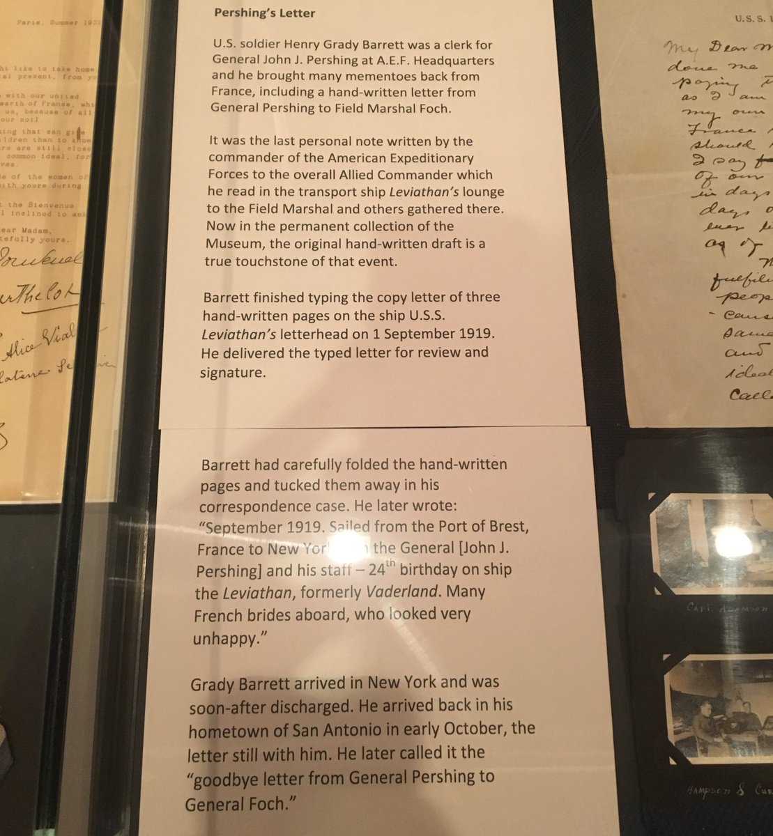 Army clerk Henry Grady Barrett saved the original draft copy of Gen. Pershing’s farewell letter to Field Marshal Foch. He’s in some of the photos below.