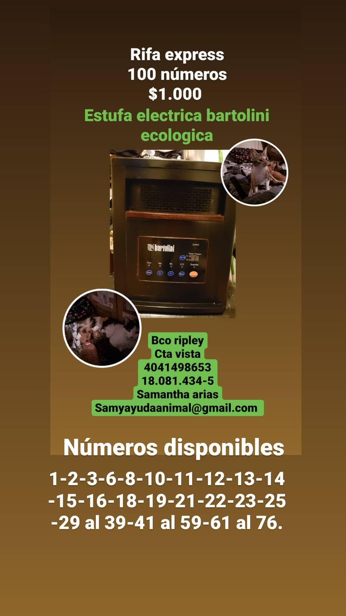 Rifa a beneficio por favor difundir si no puede comprar 
<a href="/carolinapinoc/">Caro 🌲 C.</a> @todomecarga @BegoBasauri #loprado