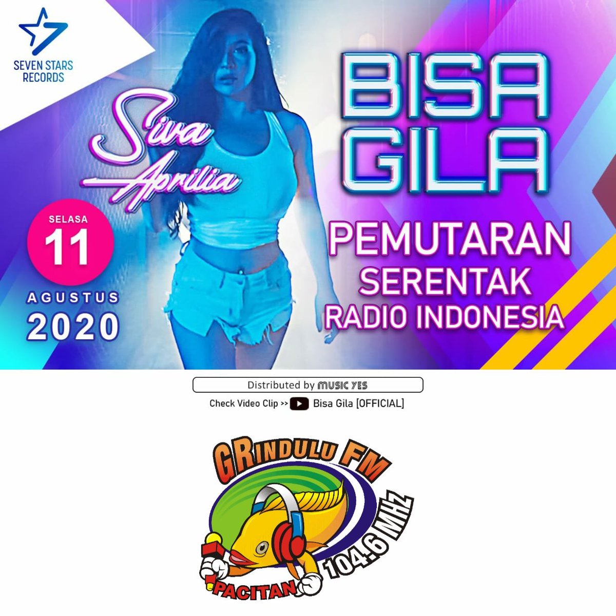 #NEWRELEASE #FRESHSINGLE #PEMUTARANSERENTAK

🎼 <a href="/sivaapriliareal/">Siva Aprilia</a> - Bisa Gila
Label : <a href="/sstrec/">Seven Stars Records [OFFICIAL]</a>

Jangan lupa request dan dengarkan selalu lagunya di radio kesayangan Sobat Grindulu FM 

#MD <a href="/DewiqAriyani/">MD @radiogrindulufm</a>