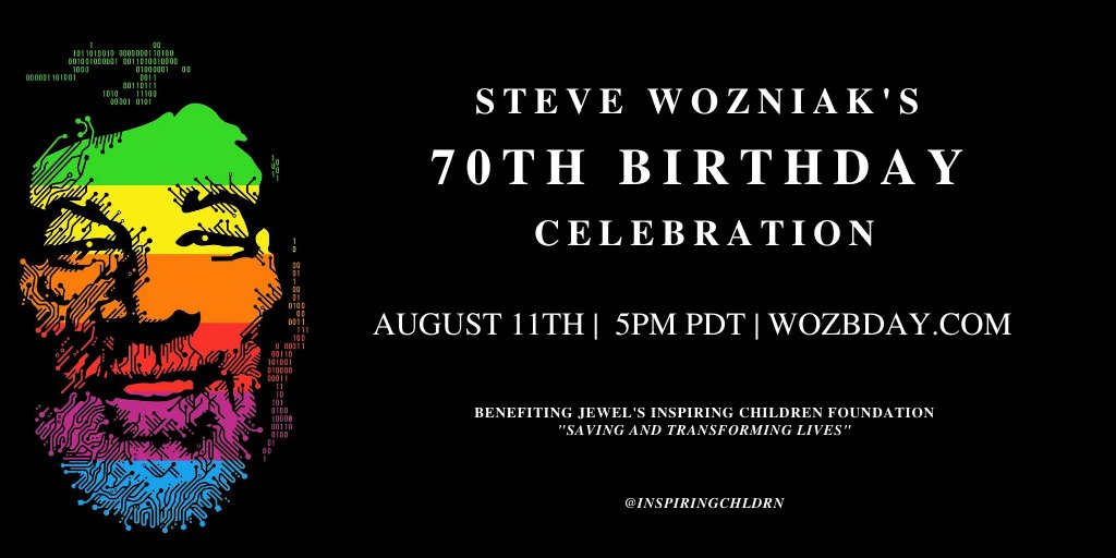 Join me for my 70TH BIRTHDAY PARTY  by Janet and Jewel. Instead of presents, help save and transform children’s lives; Support Jewel’s Inspiring Children Foundation. Tune in August 11th @ 5pm PDT streaming on WOZBDAY.COM &amp; TWITCH.TV/INSPIREHOUSE
