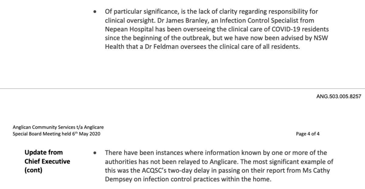 On May 1, her first day on site at Newmarch, Dempsey noted there was "a visible presence in the facility in operational management, however a lack of infection prevention and control expertise." Documents tendered to  #agedcareRC show her report was given to the regulator but: