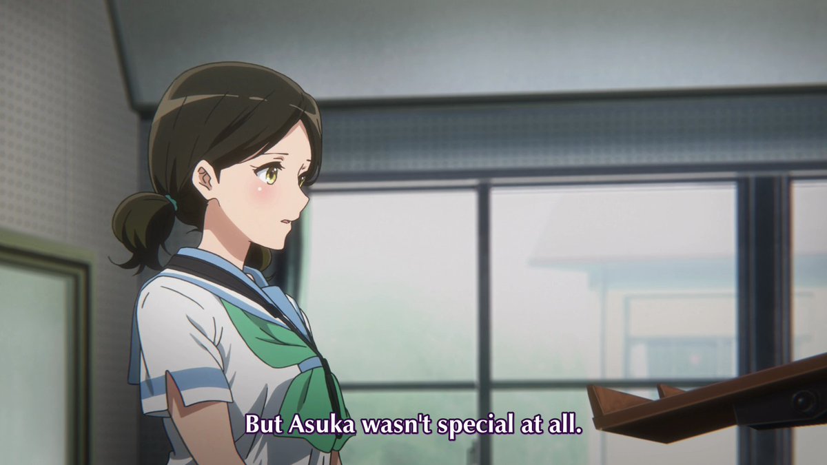 Haruka hit the nail on the head earlier when she mentioned how Asuka wasn't special, she's just a person who was idolized to the point where she was perceived as someone more special than she actually is while Asuka had to maintain to that image to appease people. (4/5)