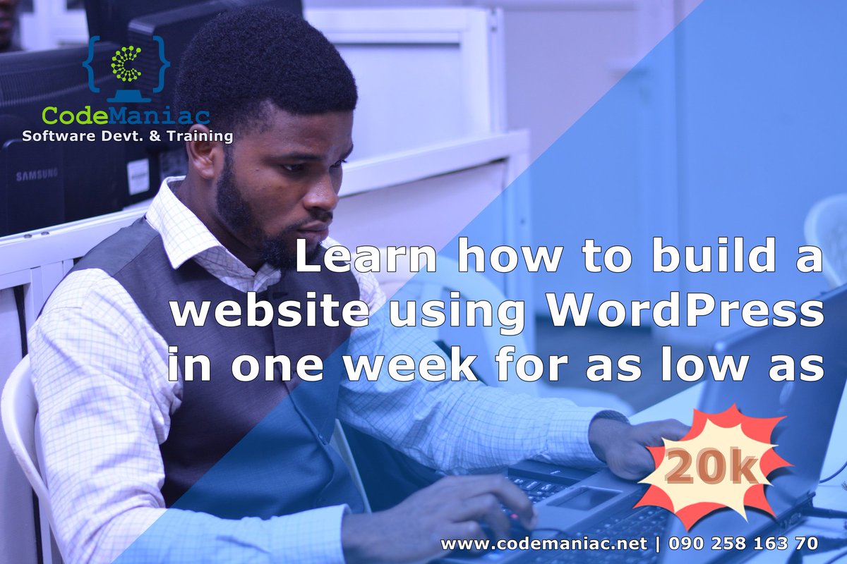 codemaniac2's tweet image. You can become a web developer in a week..call 09025816370 or visit our website codemaniac.net to get started.
#codemaniac #learn #LearnSmart #LearnAndEarn