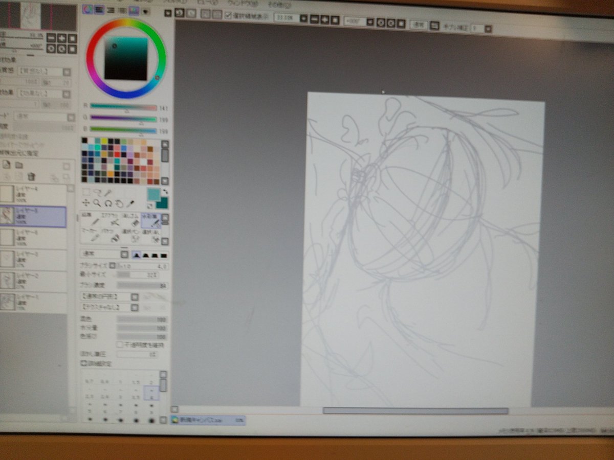 ヌリヌリ
因みに下絵はこんなんです。
いま、レイヤー1つで描いてますー 