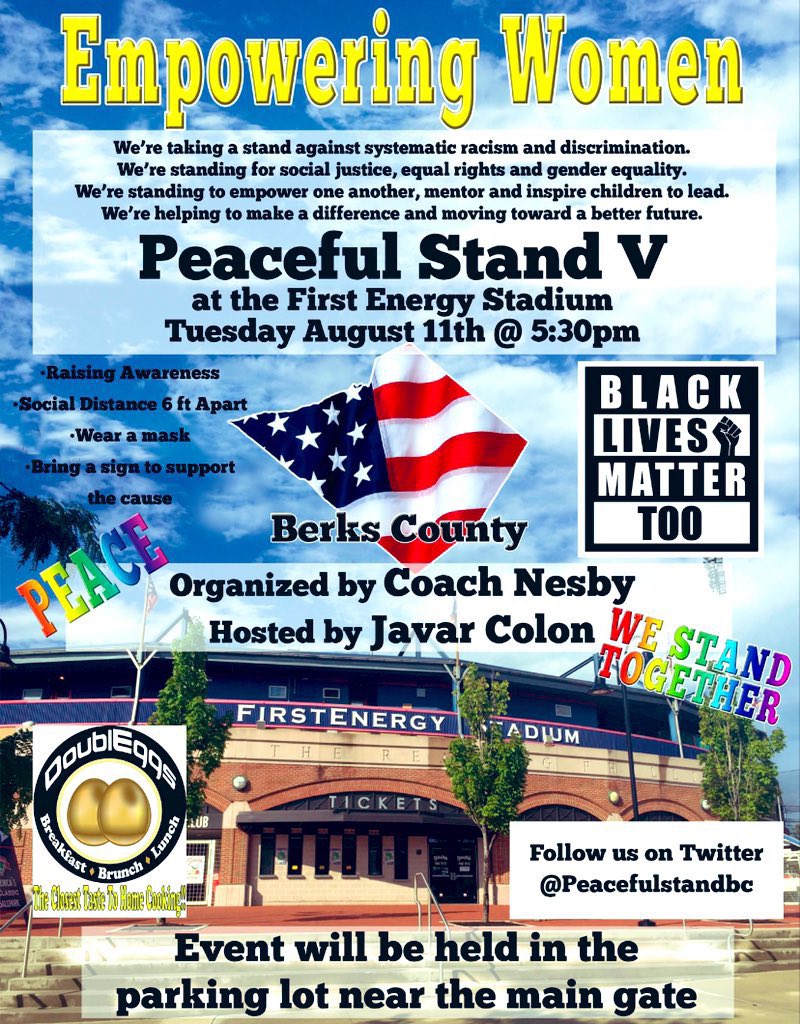 PeacefulStandBC's tweet photo. Berks County- Come out today and support our women. You must educate yourself start being a part of the solution not the problem. “BE THE CHANGE “ @BoyertownLegion @BCIU_ExecOffice @MuhlenbergTwp @KutztownASD @WilsonSchlDist @ReadingEagle @rdgyouthbball @BerksStandsUp @spohnl110 https://t.co/2jJuNjFdG5
