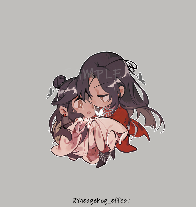 chinese clothes chibi long hair princess carry 2boys black hair carrying  illustration images