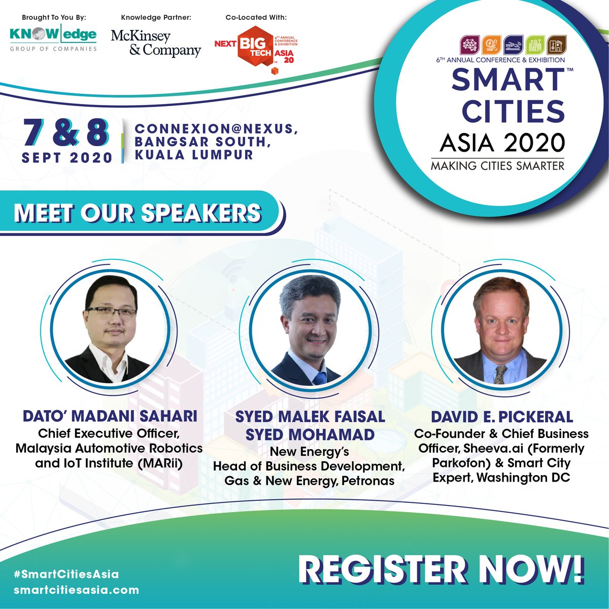 SmartCitiesAsia's tweet photo. We're rolling full speed towards the Smart Cities Asia 2020 conference this 7 & 8 September 2020 at Connexion@Nexus, Bangsar South.
Register now to reserve your seat! https://t.co/I5S5h2MVZO
#smartcitiesasia #sca #kgc #conference #knowledgegroupco #kualalumpur #iot #5g https://t.co/WTcvbO76Cc