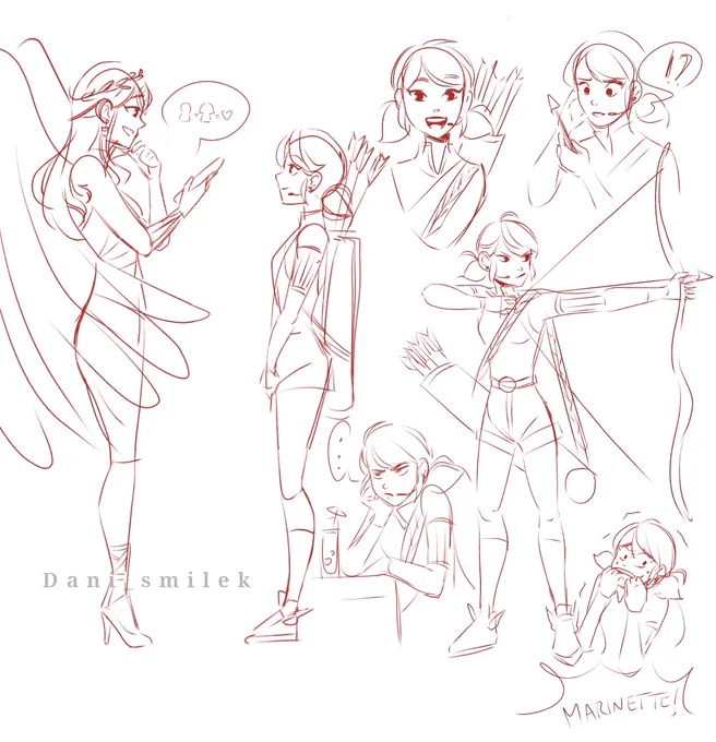 Doodles de Marinette cómo una servidora de cupido, con cada pareja que lograra unir ella estaría más cerca de ganarse sus alas. En una de sus misiones conoce Adrien, un servidor de Hades que interrumpe al venir por el alma de la chica escrita en su flecha #MiraculousLadybug 