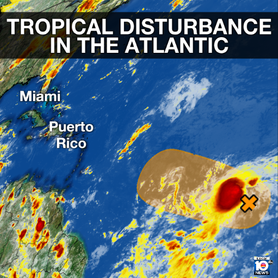🌀 A disturbance in the Atlantic is looking better organized. If deep t-storms continue to sustain themselves near the center, it could develop into a tropical depression before conditions become unfavorable later this week. The next name on the list is Josephine.
